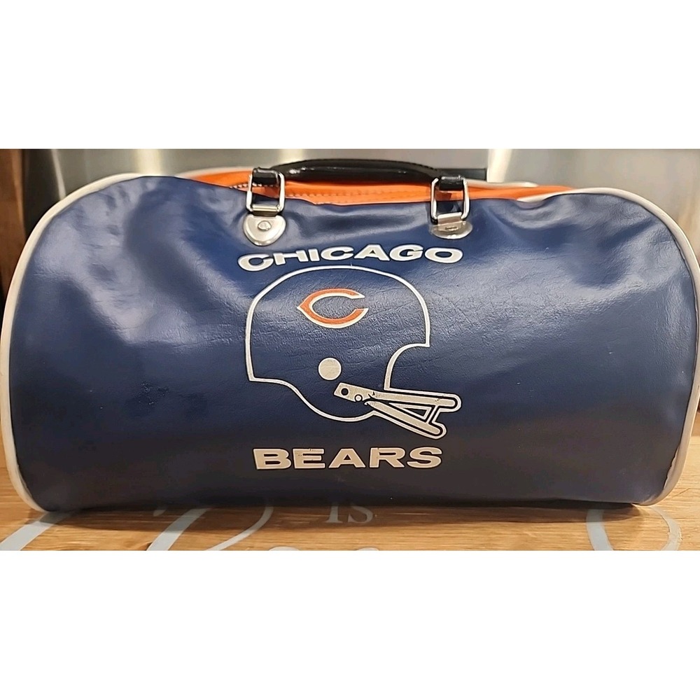 Vintage Chicago Bears 1970's NFL Football Rare Leather Gym Duffel Bag